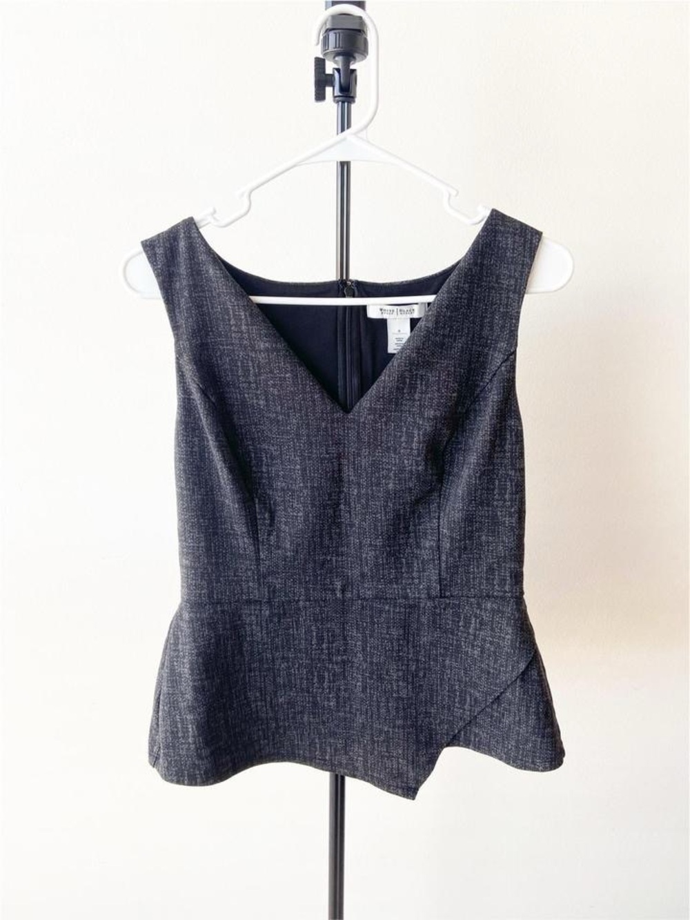 White House Black Market Grey V-Neck Peplum Top Size S